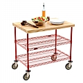 DC2436V  24" x 36" valu-master grey, maple top demo cart, with two shelves.
