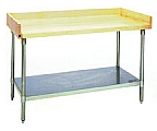 MT3060ST 30" x 60" hardwood table with flat top and stainless steel tubular base.