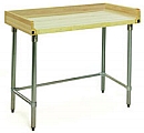 MT3060GT-BS 30" x 60" hardwood table with backsplash, end splashes and galvanized tubular base.