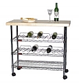 WR1840C 18" x 40" hardwood top kitchen wine cart.
