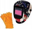 Astro Pneumatic APT8097SE Large Viewing Area Deluxe Auto-Darkening Solar Welding Helmet & 13.5" Leather Welding Gloves