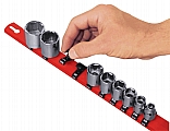Ernst ERN8300 1/4" Universal Socket Rail Organizer with Dura-Clip Socket Clips - Red