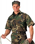 Rothco 30227 Woodland Camo Short Sleeve Tactical Shirt-3XL