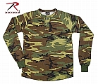 Rothco 9546 Woodland Camo Vintage Long Sleeve Henley Shirts