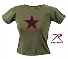 Rothco 8028 Womens Olive Drab Red China Star Ribbed Cotton T-Shirt